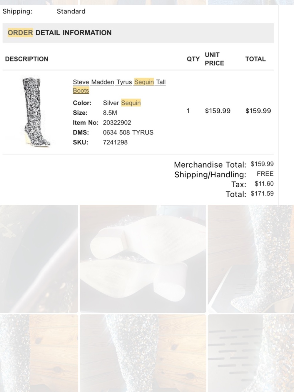Steve Madden Silver Sequin Knee-High Block Heel Boots - Picture 2 of 8